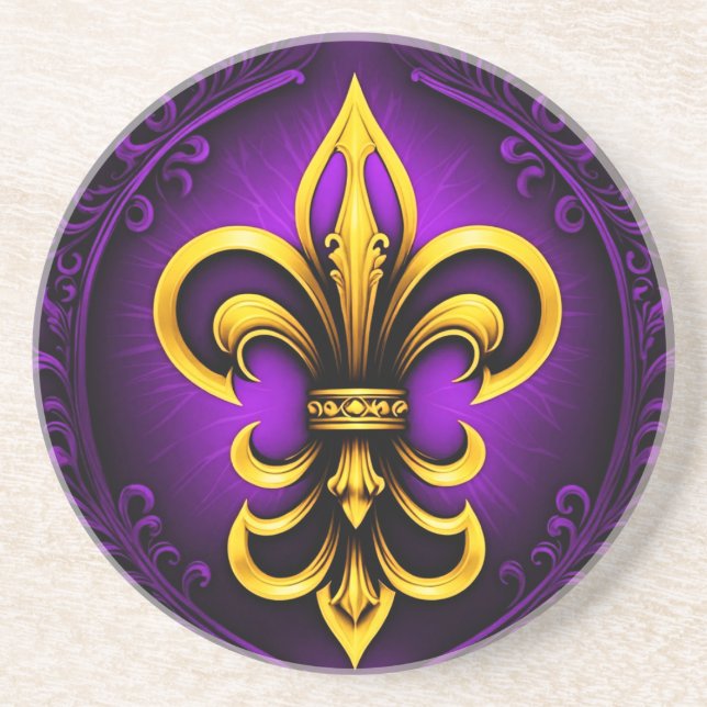 Dessous De Verre En Grès Design Fleur De Lis (Devant)