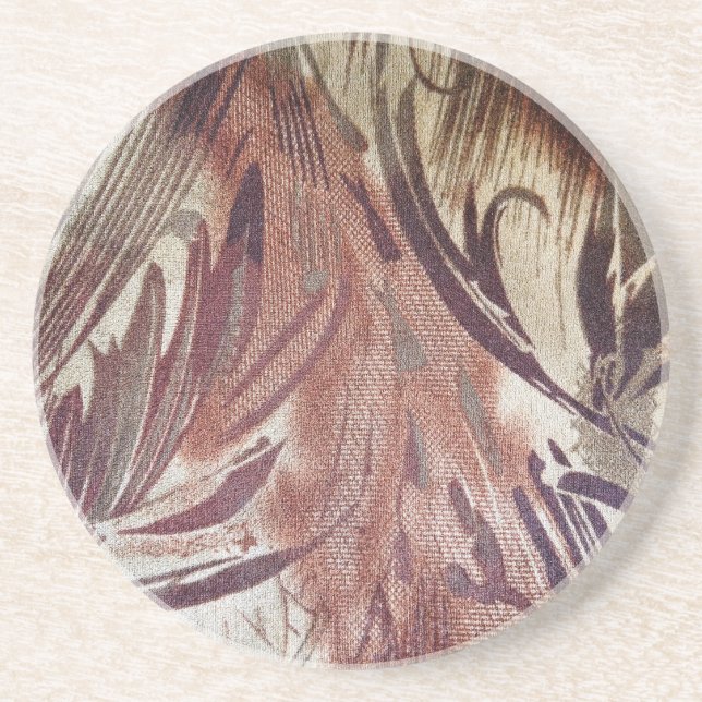 Dessous De Verre En Grès Design floral Brown Abstrait 2 (Devant)