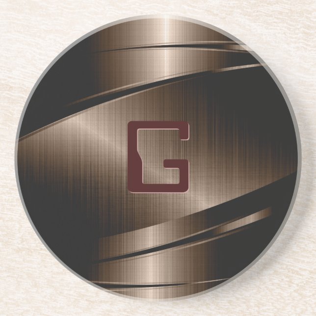 Dessous De Verre En Grès Design métallique Brown Acier inoxydable (Devant)