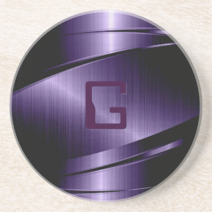 Dessous De Verre En Grès Design métallique violet apparence en acier inoxyd