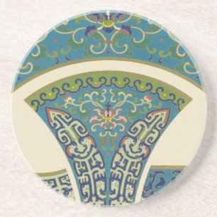 Dessous De Verre En Grès Designs orientaux bleus avec facettes souriantes