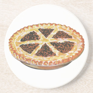 Dessous De Verre En Grès Dessert de nourriture vintage, tarte aux noix de p