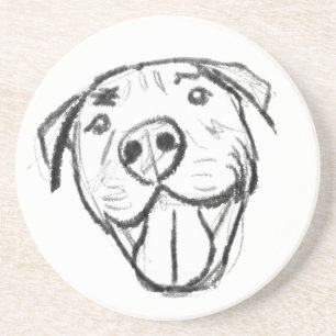 Dessous De Verre En Grès dessin de bulle simple amoureux de les chiens noir