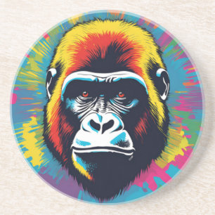 Dessous De Verre En Grès Dessin de dessin de peinture Gorilla Pop