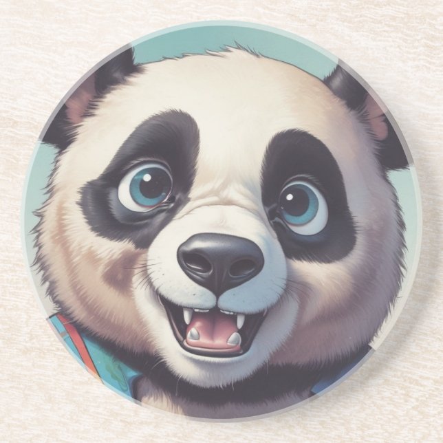 Dessous De Verre En Grès Dessin de Panda (Devant)