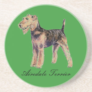 Dessous De Verre En Grès Dessous de verre de grès d'Airedale Terrier