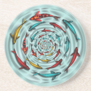 Dessous De Verre En Grès Dessous de verre de grès de cercle de poissons de