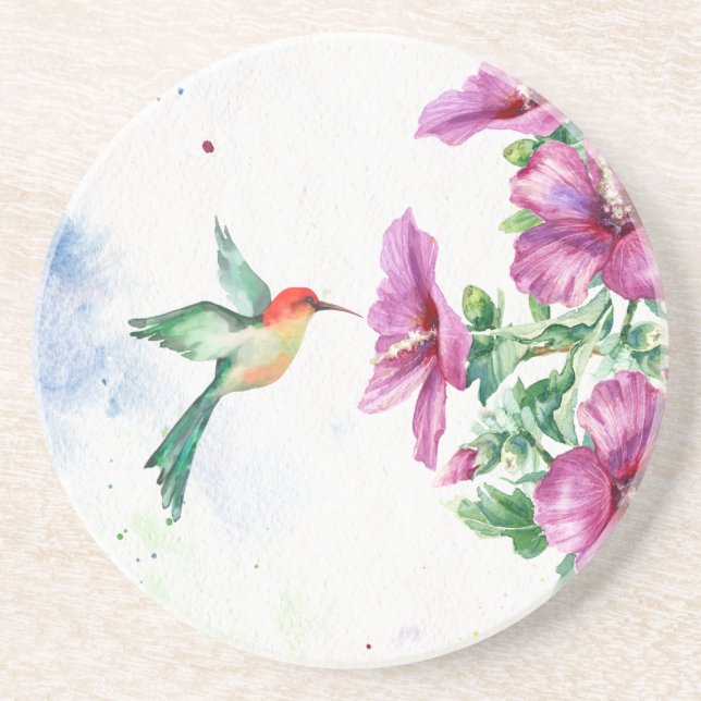 Dessous De Verre En Grès Dessous de verre de grès de l'Aquarelle des colibr (Devant)