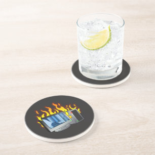 Dessous De Verre En Grès Dessous de verre de grès de l'incendie informatiqu