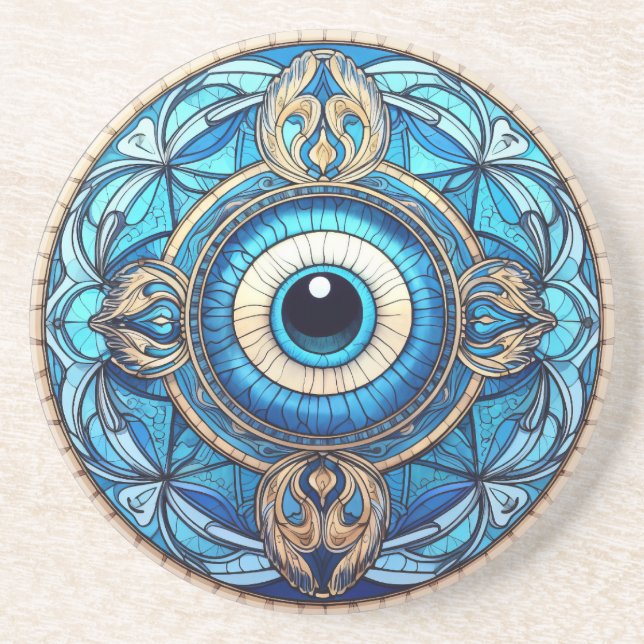 Dessous De Verre En Grès Dessous de verre de grès Evil Eye (Devant)