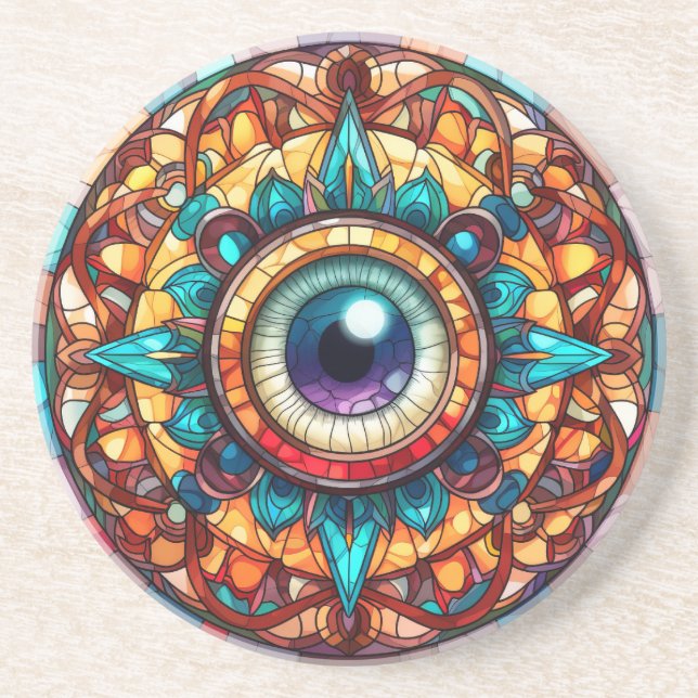 Dessous De Verre En Grès Dessous de verre de grès Evil Eye (Devant)