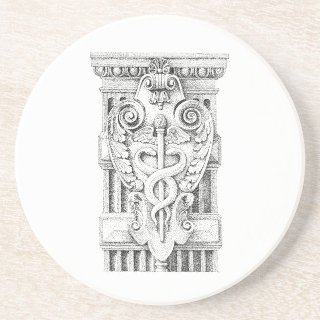 Dessous De Verre En Grès DESSOUS DE VERRE de grès rond CADUCEUS (Devant)
