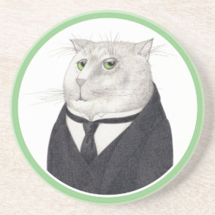 Dessous De Verre En Grès DESSOUS DE VERRE de grès rond CHAT BUTLER