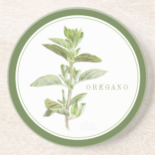 Dessous De Verre En Grès DESSOUS DE VERRE de grès rond OREGANO FRAIS +texte