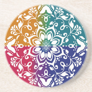 Dessous De Verre En Grès Dessous de verre de Motif de grès Rainbow Mehndi