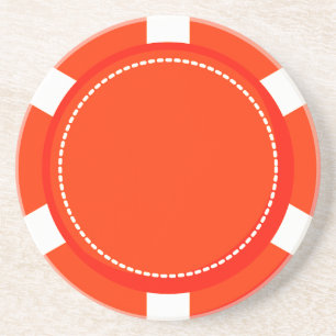Dessous De Verre En Grès Dessous de verre oranges de grès de jeton de poker