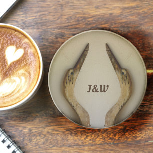 Dessous De Verre En Grès Deux Hérons Patiné Côtier Rustique Pierre naturell