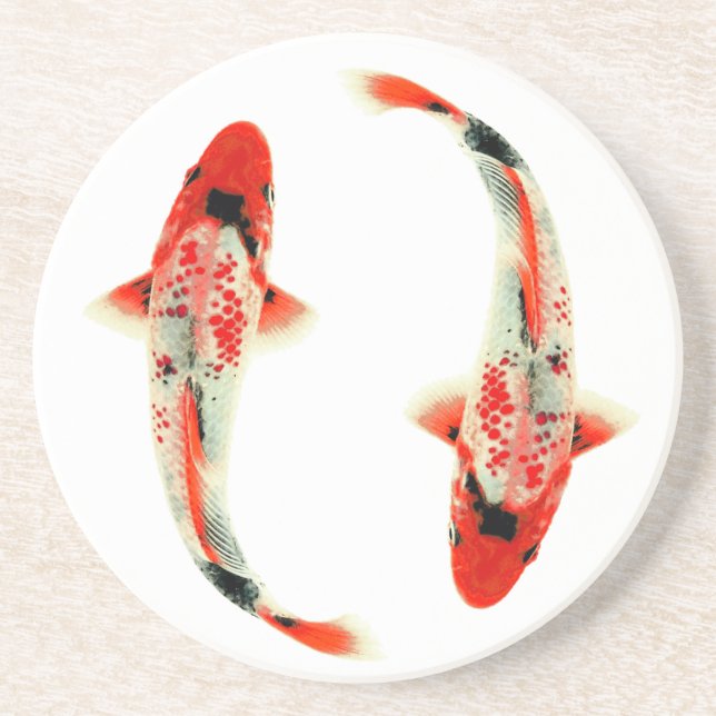 Dessous De Verre En Grès Deux rouge Koi (Devant)
