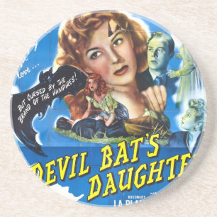 Dessous De Verre En Grès Devil Bat's Daughter, poster de film d'horreur vin