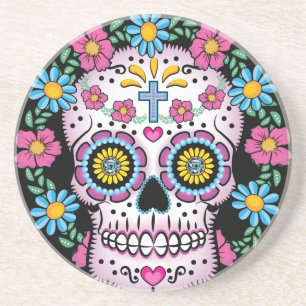 Dessous De Verre En Grès Dia de los Muertos Skull