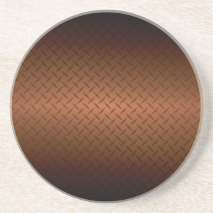 Dessous De Verre En Grès Diamondplate Look Motif noir à fond de cuivre