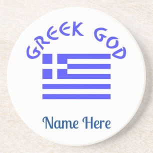 Dessous De Verre En Grès Dieu grec et drapeau de la Grèce Personnalisé 