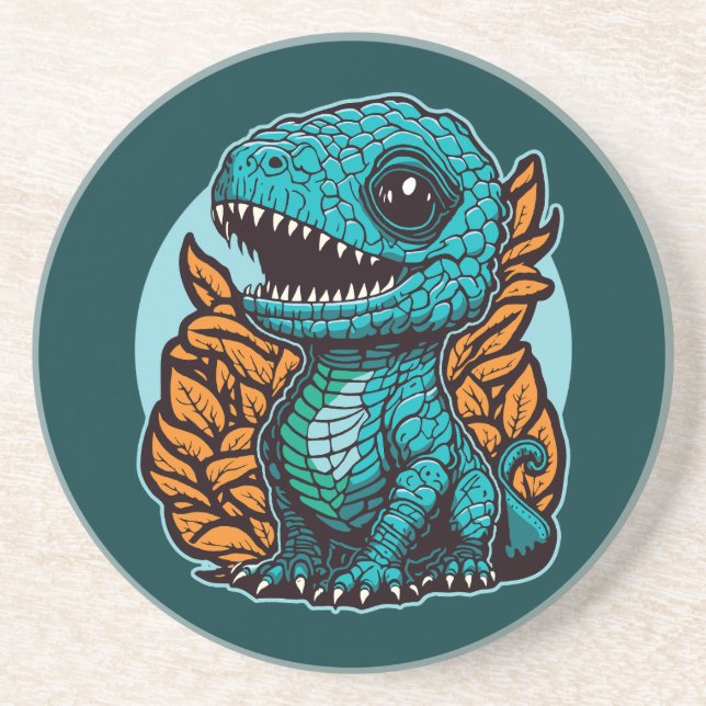 Dessous De Verre En Grès Dinosaure Bébé mignon (Devant)