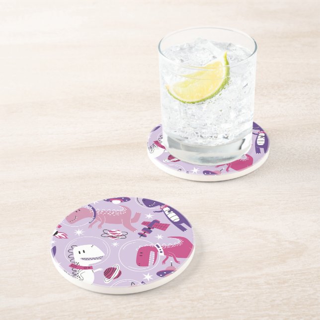 Dessous De Verre En Grès Dinosaures de l'espace, Dinosaures mignons, Étoile (Côté)
