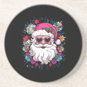 Dessous De Verre En Grès Disco Rose Père Noël Noël Fête de Noël Drôle