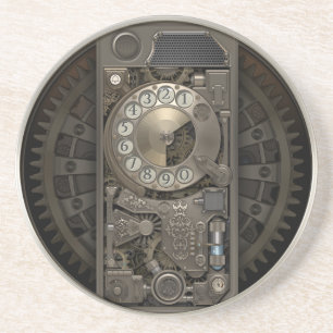 Dessous De Verre En Grès Dispositif de Steampunk - téléphone de cadran