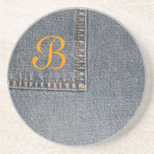 Dessous De Verre En Grès Divers. Fabric (Fabric) : Denim With Copy Space De