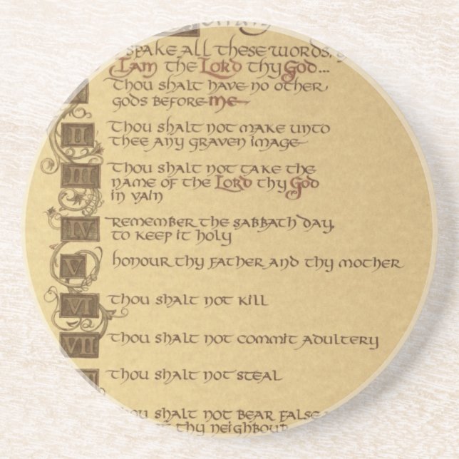 Dessous De Verre En Grès dix commandements (Devant)