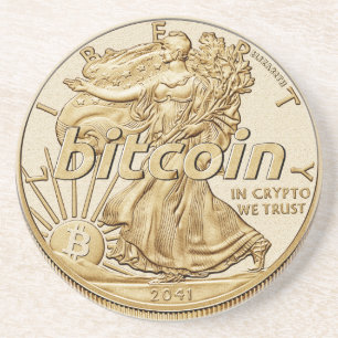 Dessous De Verre En Grès Dollar d'or Bitcoin Cryptocurrency HODL drôle