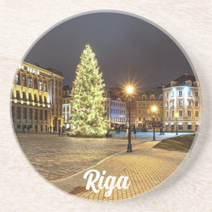 Dessous De Verre En Grès Dôme Carré avec sapin de Noël à Riga
