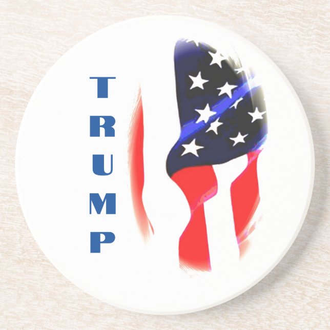 Dessous De Verre En Grès Donald Trump American Flag Pop Art (Devant)