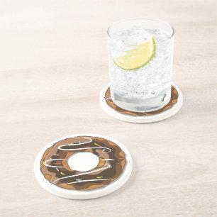 Dessous De Verre En Grès Donuts avec glaçage au chocolat