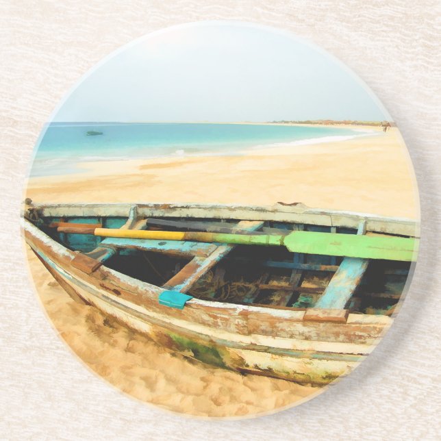 Dessous De Verre En Grès Doris de pêche sur la plage (Devant)