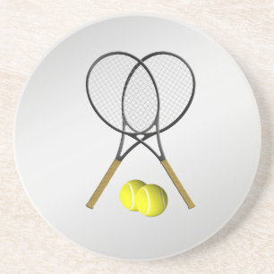 Dessous De Verre En Grès Double Tennis Sport Thème Argent
