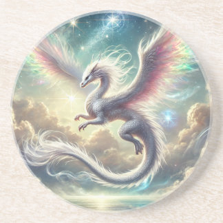 Dessous De Verre En Grès Dragon blanc