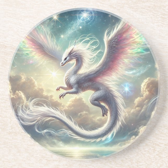 Dessous De Verre En Grès Dragon blanc (Devant)