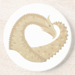 Dessous De Verre En Grès Dragon de coeur de grès sur blanc