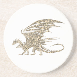 Dessous De Verre En Grès Dragon de mosaïque Extraordinaire Golden