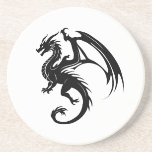 Dessous De Verre En Grès Dragon noir