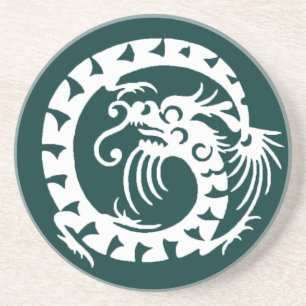 Dessous De Verre En Grès DRAGON SERPENT, vert et blanc