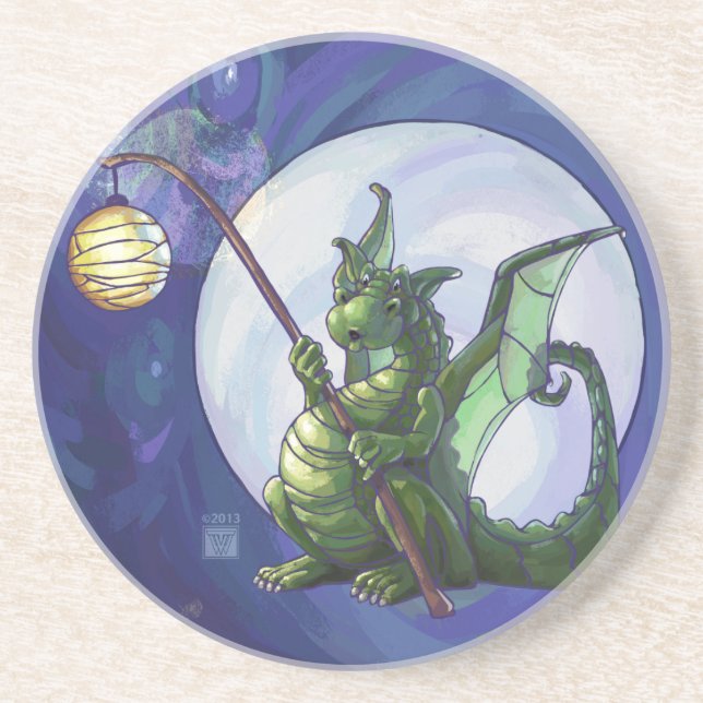 Dessous De Verre En Grès Dragon Watch Art (Devant)