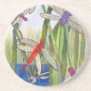 Dessous De Verre En Grès Dragonflies été
