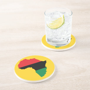 Dessous De Verre En Grès Drapeau Afrique rouge, noire et verte