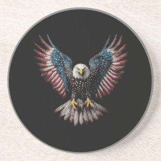 Dessous De Verre En Grès Drapeau Américain Aigle Chauve 4 Juillet USA Patri