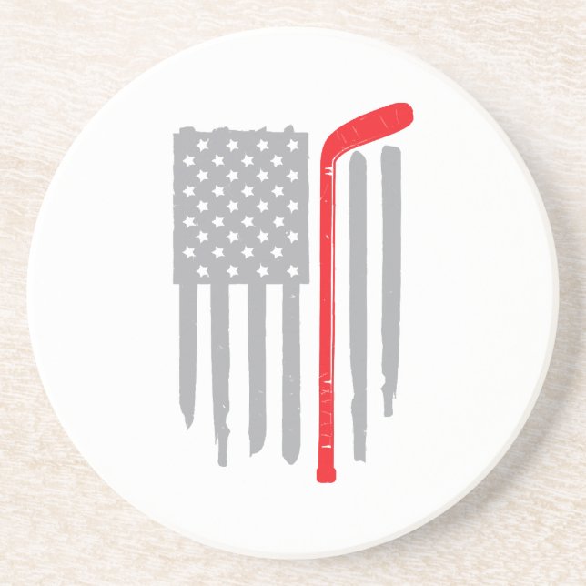 Dessous De Verre En Grès Drapeau américain de hockey (Devant)