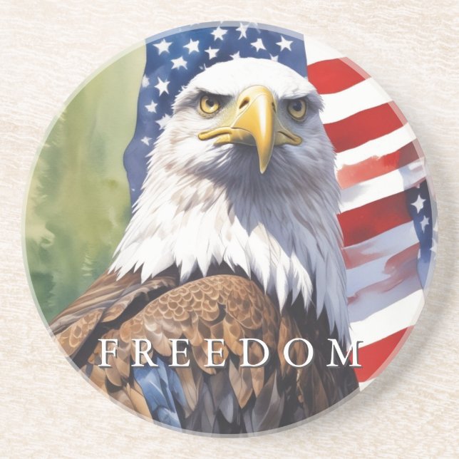 Dessous De Verre En Grès Drapeau américain Liberté Aigle Motivationnel Insp (Devant)